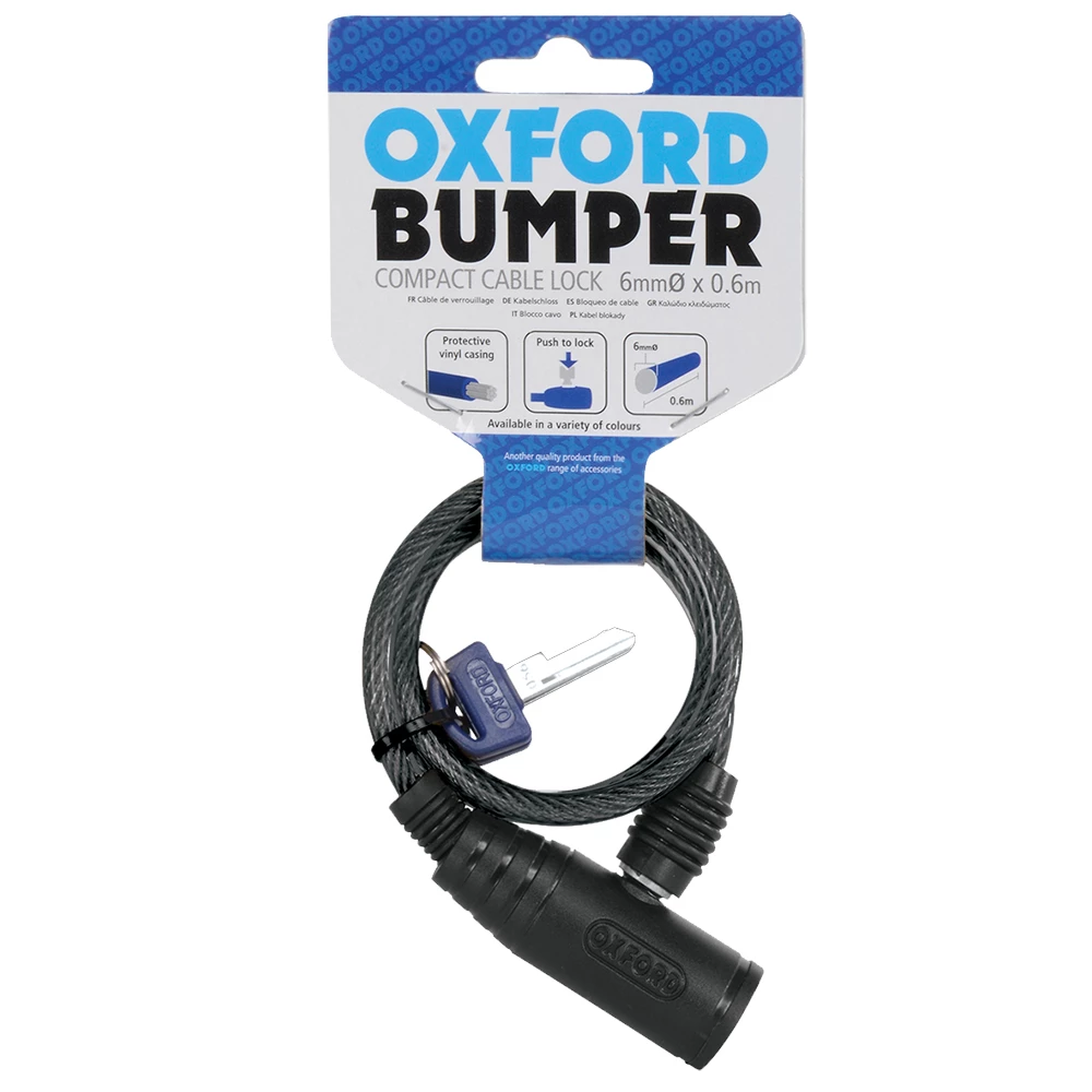 Oxford Bumper Cable Lock Smoke 6mm X 600mm 1 Oxford Bumper Cable Lock Smoke 6mm X 600mm