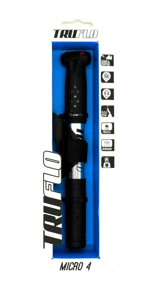 Truflo Micro 4 Mini Pump Flexi Head Fits Presta And Schrader Telescopic Ref: H/E 1 Truflo Micro 4 Mini Pump Flexi Head Fits Presta And Schrader Telescopic Ref: H/E