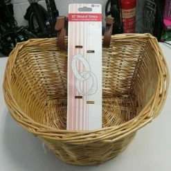 Oxford Woven Wicker 'D' Shape Basket With Straps Cycle/ Bicycle Ref: E